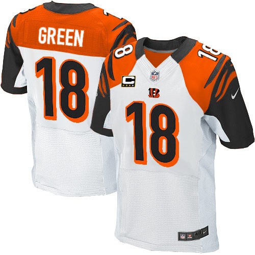 Men's Elite A.J. Green C Patch Nike Jersey White Road - #18 NFL Cincinnati Bengals